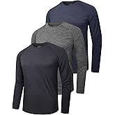 clothin 3 Pack Long Sleeve Shirts for Men/Mens Workout T-Shirts Moisture Wicking Lightweight