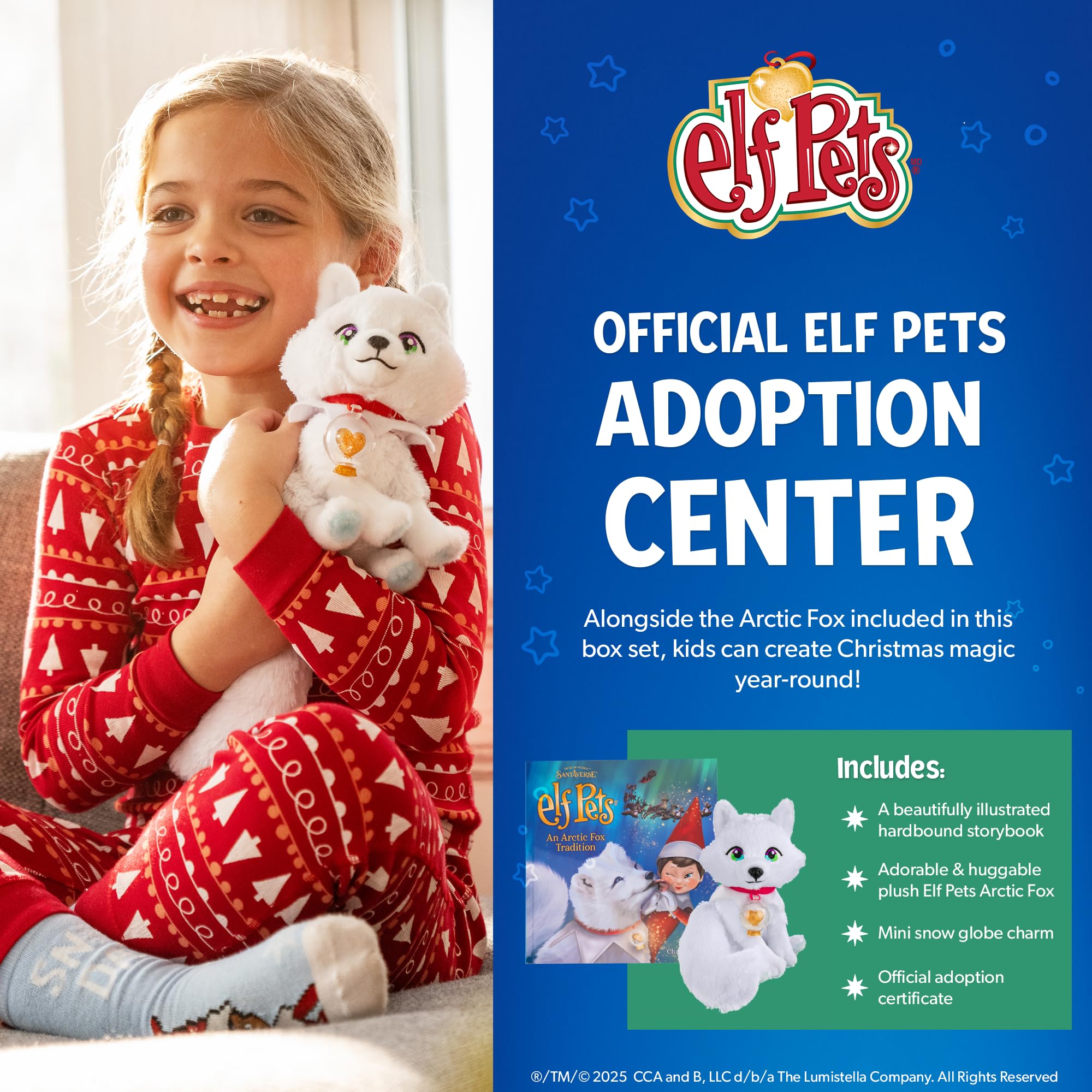 Elf Pets: an Arctic Fox Tradition - Huggable Elf Pet Arctic Fox Stuffed Animal - Includes Beautifully Illustrated Hardbound Storybook, Mini Snow Globe Charm and Official Adoption Certificate.