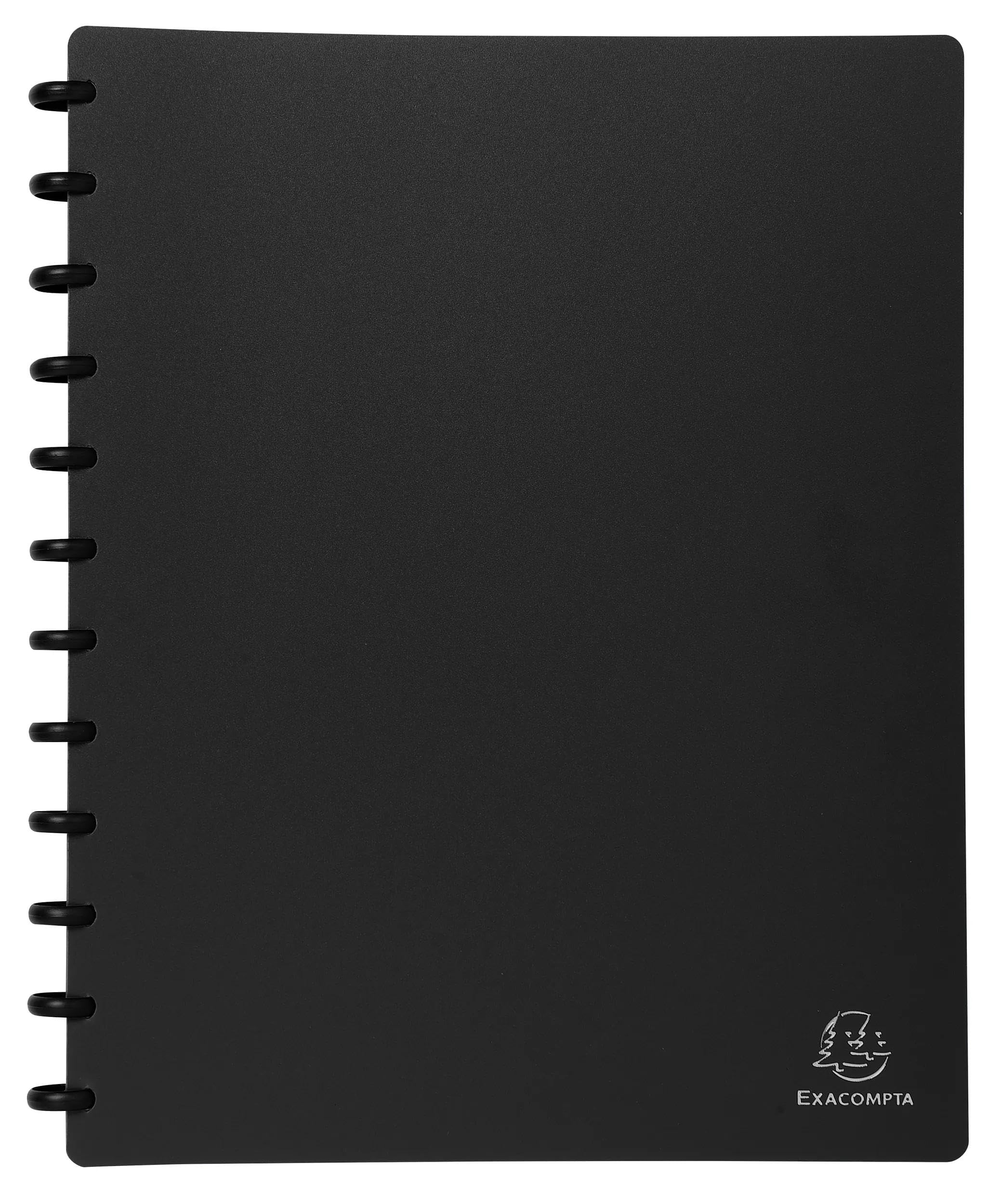 Exacompta - Ref 86351E - Box of 4 removable ring binders with 30 removable grained pockets - 60 views - for A4 - size 24.5 x 31 cm - opaque hard cover - black colour