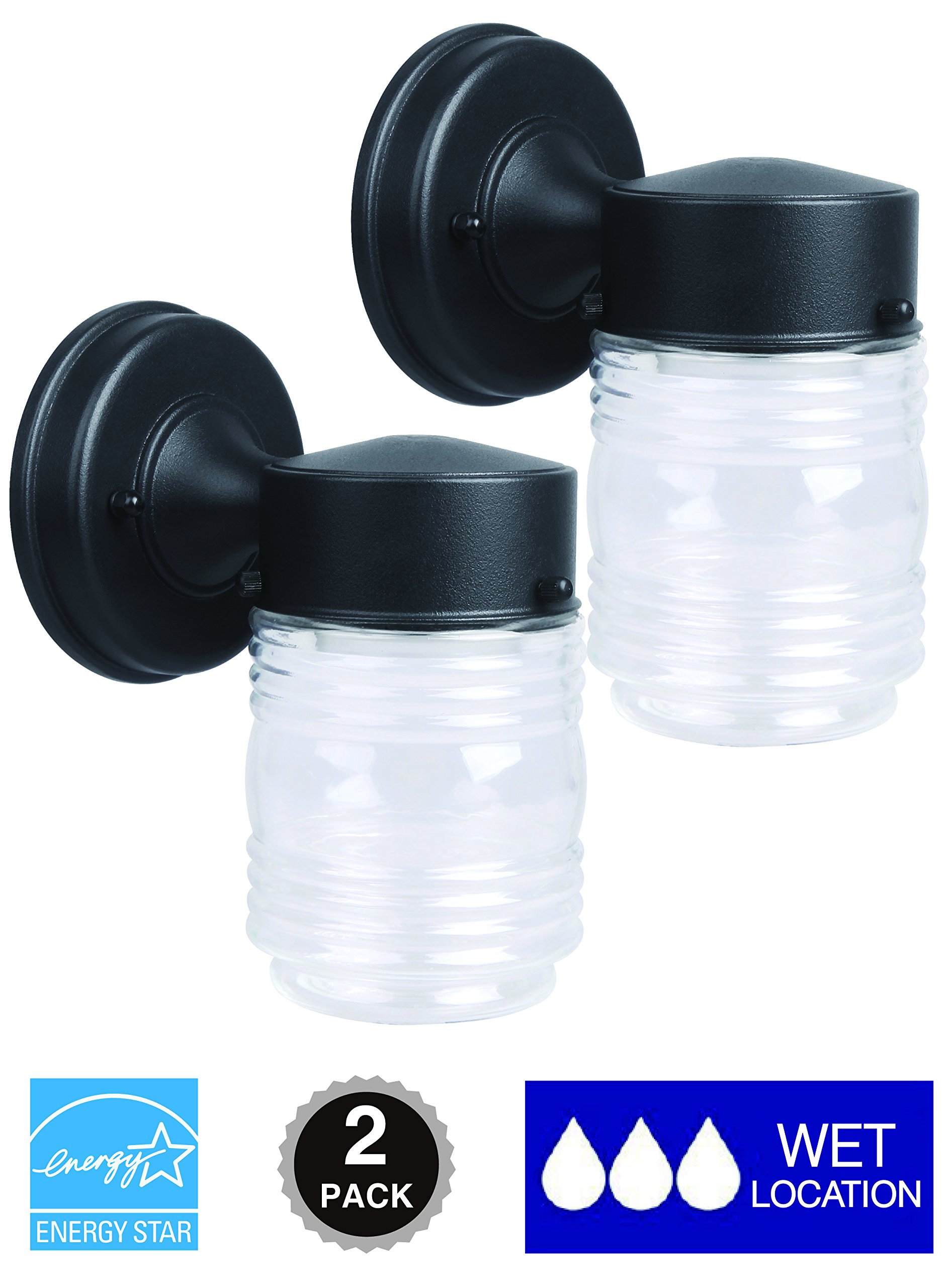 CORAMDEO, 2Pack LED Jelly Jar Light, Wall Sconce 9.5W Replace 75W