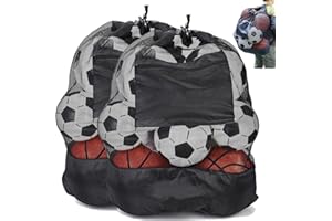 2 Pack Extra Large Sports Ball Bag,Mesh Soccer Ball Bag，Heavy Duty Drawstring Bags Hold Equipment for Coach, Basketball,Footb