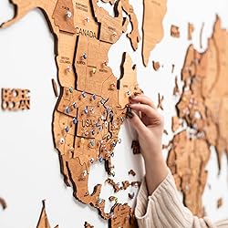 Enjoy The Wood 3D Wood World Map Wall Art Large