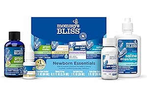 Mommy's Bliss 4-Piece Newborn and Baby Essentials Kit - With Gripe Water, Gas Relief Drops, Vitamin D 400IU, and Saline Drops/Spray - The Perfect Baby Gift.