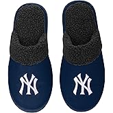 FOCO - Mens MLB Big Logo Team Color Suede Sherpa Scuff Slippers