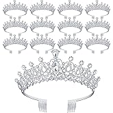 Loetere 12 Pcs Crystal Tiara and Princess Crown with Comb Crown Rhinestone Women Girls Tiara Headpiece Queen Hair Accessories for Birthday Party Wedding Prom Halloween Cosplay Costume