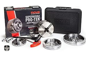 Nova 23108 Supernova 2 Premier Pro-Tek Chuck Bundle for Wood Lathe Turning with Pro-Tek 2" Jaws, 4" Bowl Jaws, 5" Bowl Jaws, Woodworm Screw, Case & Accessories, plus Nova ILNS 1-1/4" x 8tpi Insert