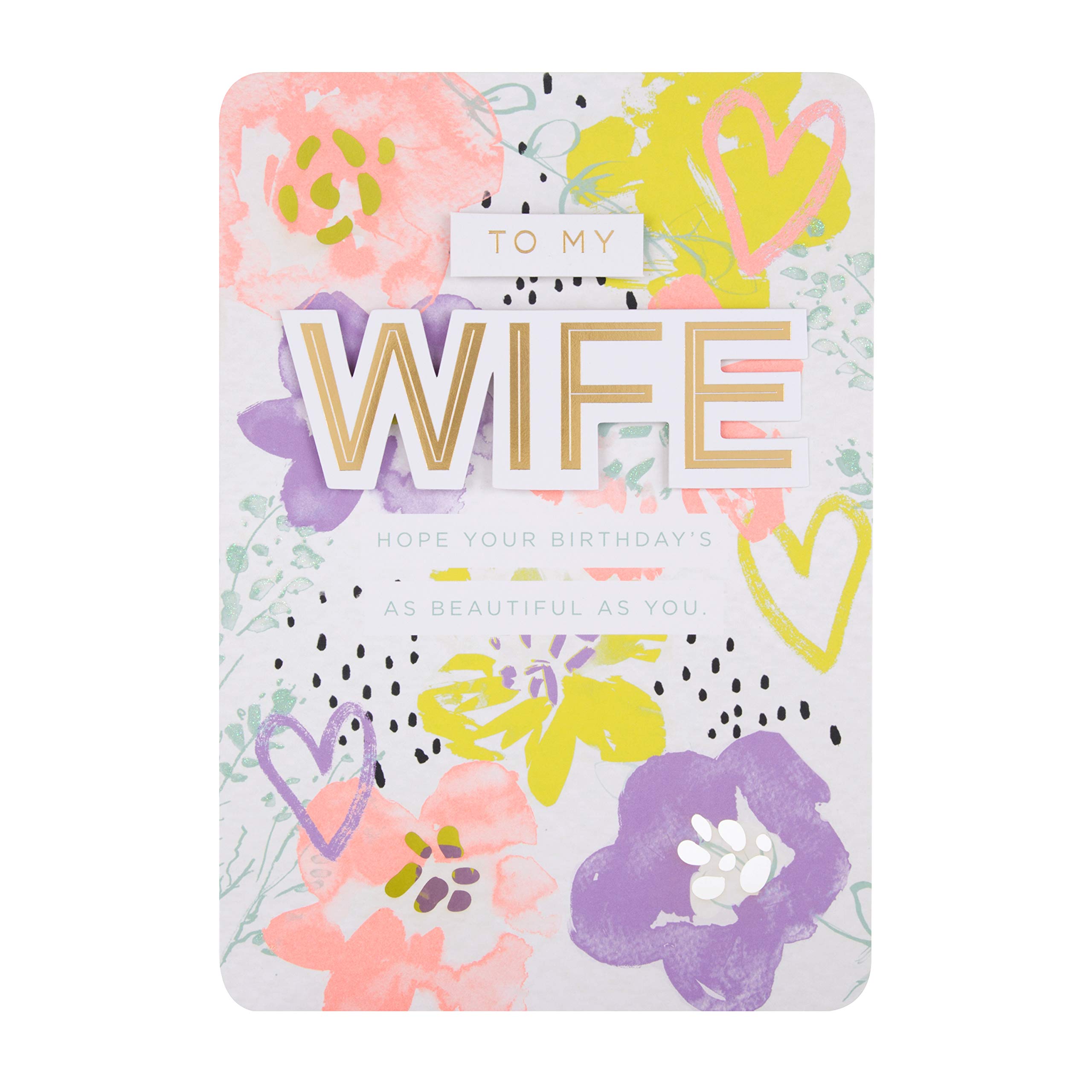 Hallmark Birthday Card for Wife - Contemporary Floral Design with 3D Text