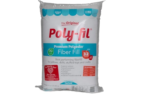 Fairfield The Original Poly-Fil, Premium Polyester Fiber Fill, Soft Pillow Stuffing, Stuffing for Stuffed Animals, Toys, Cloud Decorations, and More, Machine-Washable Poly-Fil Fiber Fill, 32-ounce Bag