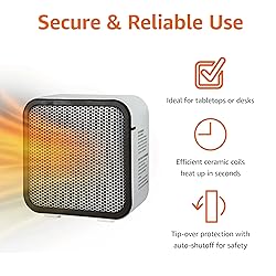 Amazon Basics Ceramic Space Heater, Mini Heater for