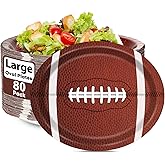 80 PCS Football Oval Paper Plates Large 11” Disposable American Rugby Sport Platters, Touch Down Boy Birthday Theme Party Heavy Duty Dish Tray for BBQ Gathering Picnic Carnival Dinner Party Tableware