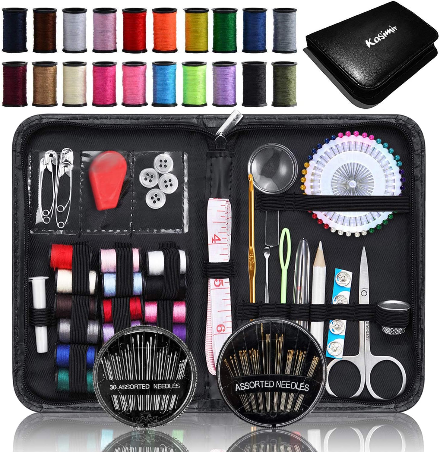 Kasimir Sewing Kit 42 Premium Sewing Accessories with Thread Scissors Needles Sewing Supplies Perfect for Kids Adults Beginners Girls DIY Lovers Home Travel Camping Emergency