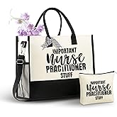 InnoBeta Nurse Practitioner Gifts Canvas Tote for Women, NP Stuff Bag with Top Zipper & Shoulder Strap
