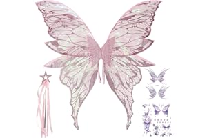 WOIFUNU Fairy Wings Costume Set for Adults - Cosplay Accessories with Butterfly Wings for Halloween, Party