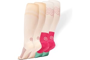 Gripjoy Compression Socks with Grips for Women & Men - 15-20mmHg - Knee High Non-slip Socks