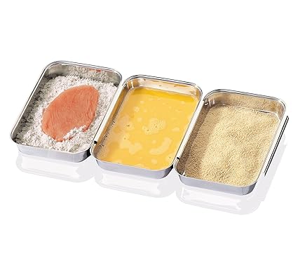 Küchenprofi 0801102803 Panierset, 3-teilig edelstahl, silber, (L:22 cm; B:15 cm; H:3 cm)