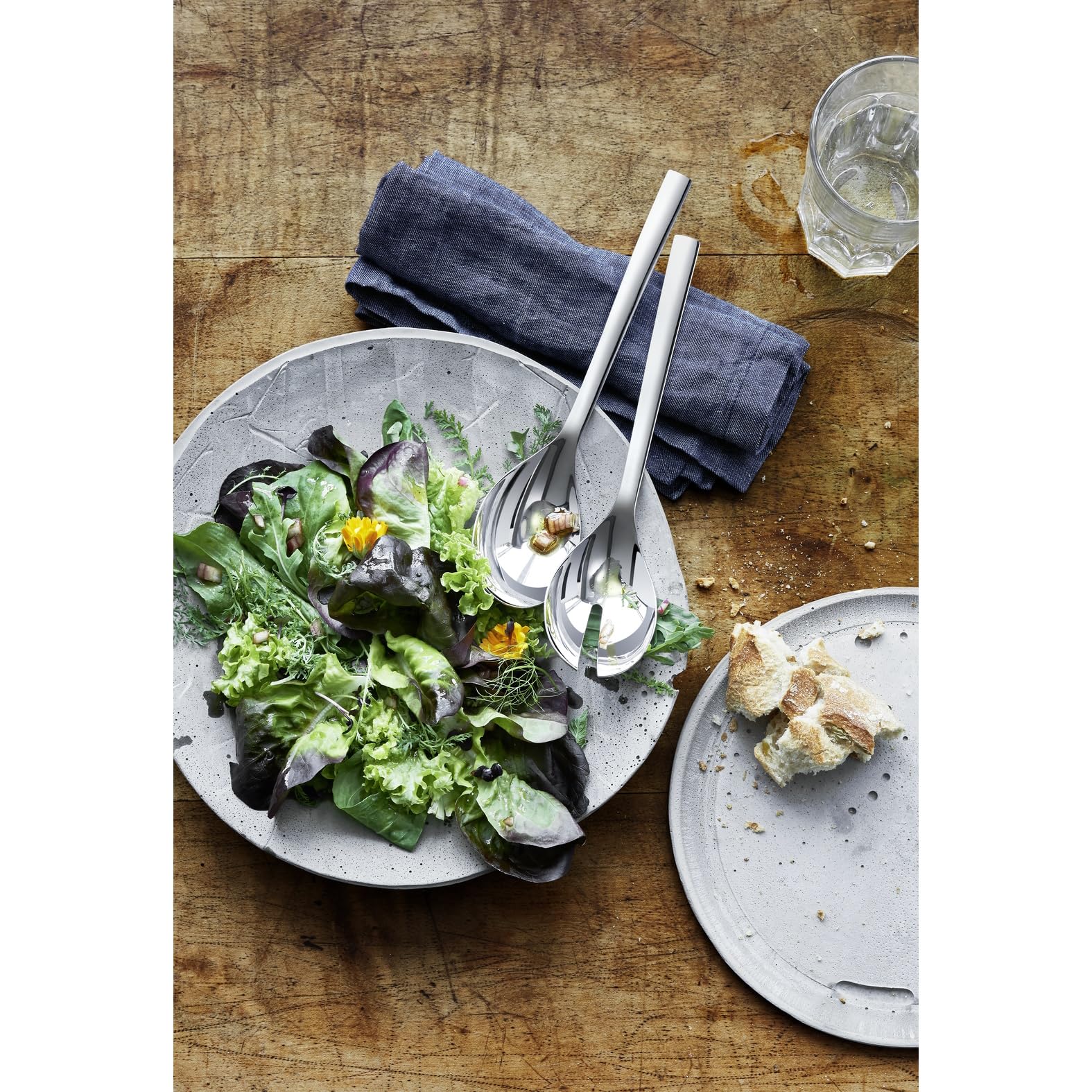 WMF Nuova Salatbesteck Edelstahl 25 cm, klein, Salatgabel und Servierlöffel, Cromargan Edelstahl poliert, glänzend, spülmaschinengeeignet 4