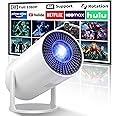 Mini Projector, 270° Rotation, Portable Projector 4K Support, Full HD 1080P Outdoor Movie Projector, Wired Screen Synchronize Max 200" Display, Compatible with Smartphone/TV Stick/Laptop/PS5/HDMI/USB