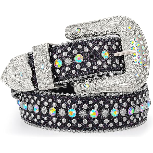 NYFASHION101 Cross Charm Rhinestone Stud Genuine Leather  display picture 2
