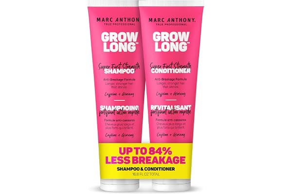 Marc Anthony Grow Long Biotin Shampoo and Conditioner Set – Biotin and Vitamin E Shampoo – Sulfate Free, Color Safe Curly Hai