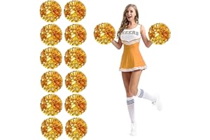 Extpro 12Pcs Cheerleading Pom Poms with Finger Holes Metallic Foil Cheer Pom Poms for Dance, Matches, Team Spirit Sports, Stage Performance, Carnival Celebration