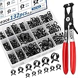 smseace 132Pcs 6-25mm Spring Hose Clamps With Hose