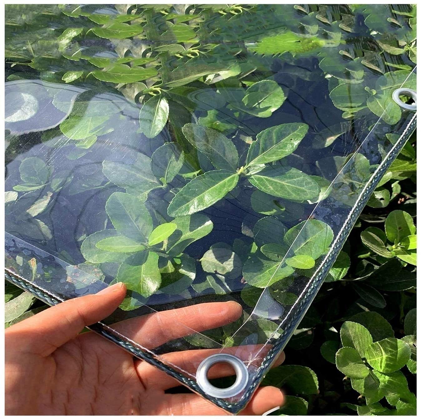 AMSXNOO Heavy Duty Tarpaulin Waterproof, 0.3mm Transparent Clear Rainproof PVC Tarpaulin with Eyelets, Multipurpose Plant Cover for Outdoor BBQ Gazebo (Size : 1x2m)