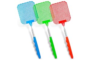 SYAYVO 3 Pcs Fly Swatter for Indoors – 28.6" Telescoping Handle, Stainless Steel, Flexible Bug & Mosquitoes Fly Swatters, Bright Colors FlySwatter Heavy Duty for Kitchen & Home
