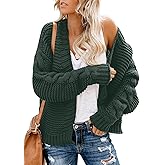 Dokotoo Womens Open Front Long Sleeve Chunky Knit Cardigan Sweaters Loose Outwear Coat
