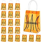 Kosiz 24 Pcs Basketball Party Favor Bags Basketball Gift Goodie Bags Snack Pouch for Team Favors for Kids Adult Party Decoration 5.9 x 3.1 x 7.8 Inch