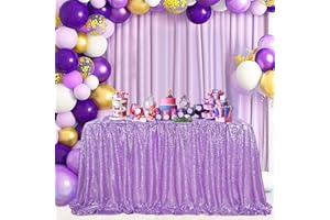 Fanqisi Lavender Sequin Tablecloth 50x102inches Sequin Table Overlay Seamless Shiny Tablecloth for Wedding Baby Shower Dinner Cake Table Decor