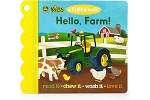Tuffy John Deere Kids Hello, Farm! - Washable, Chewable, Unrippable Pages With Hole For Stroller Or Toy Ring, Teether Tough (A Tuffy Book)
