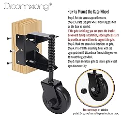 Gate Wheel Spring-Loaded Gate Caster Kit for Wooden