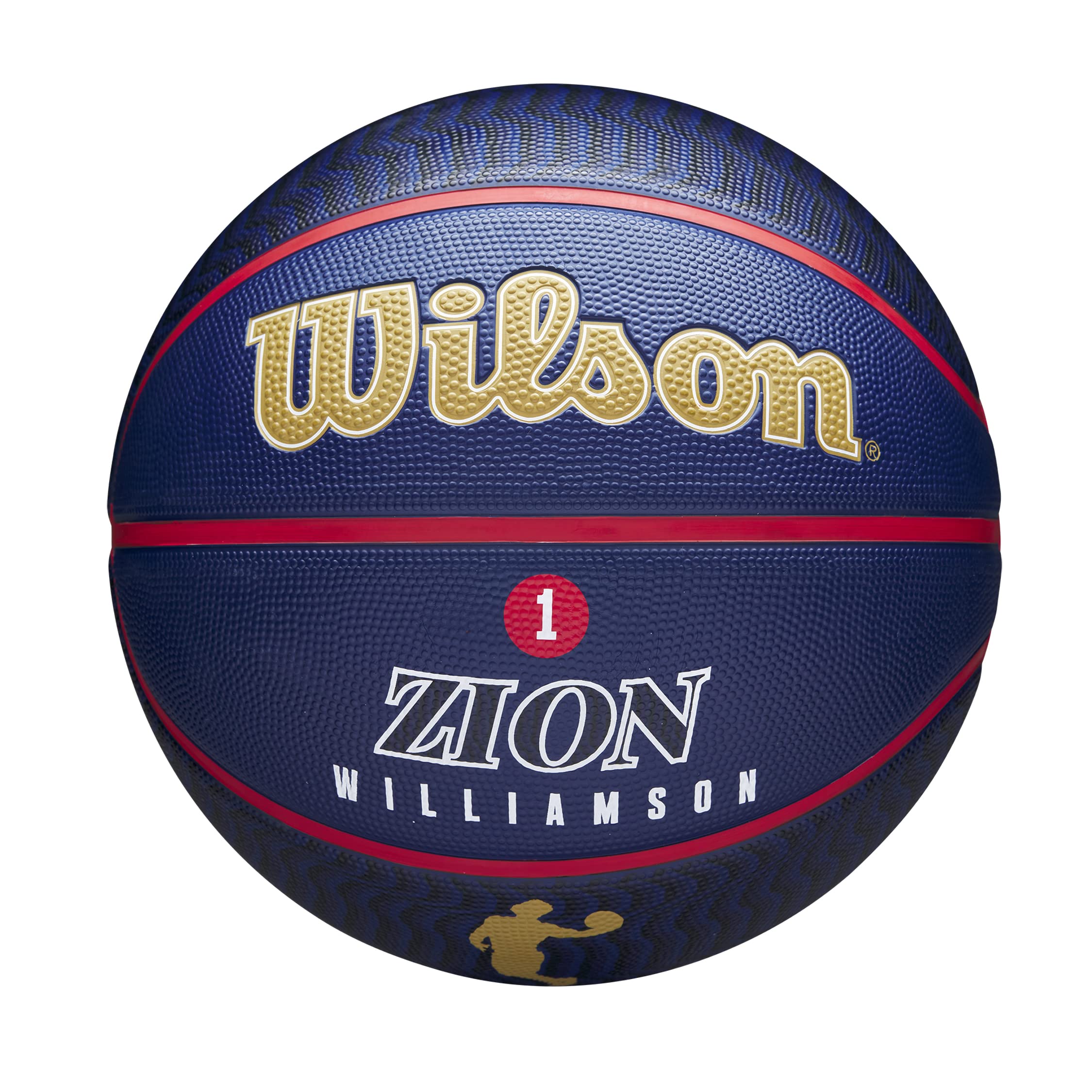 Wilson Basketball, NBA Player Icon Outdoor, Zion Williamson, New Orleans Pelicans, Outdoor and indoor, Size: 7, Navy Blue/Gold — image 1
