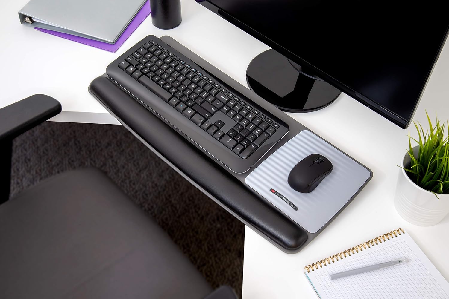 3M Gel Wrist Rest for Keyboard and Mouse with Tilt-Adjustable Platform, Soothing Gel with Durable, Easy to Clean Leatherette Cover, Precise Mouse Pad, 25.5" x 10.6", Black (WR422LE) : Computing Wrist Rests : Office Products