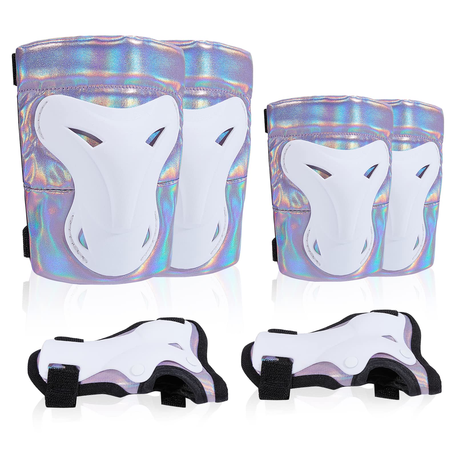 Photo 1 of Bienbee Knee Pads for Women, Knee Pads Wrist Guard Knee and Elbow Pads Adult Protective Gear Set for Skateboard, Roller Skating, for Women Men Youth Adult Kids,Laser Purple M