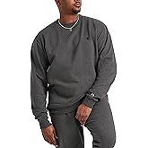 Champion Men's Crewneck Fleece Sweatshirt, Standard Fit, Midweight, C Logo, Available in Regular and Big & Tall, Granite Heather - C Logo, Large Tall