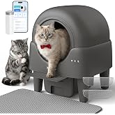 Kveode Automatic Self Cleaning Cat Litter Box, 90L for Cats 2.2-15 lbs | APP Control, 7 Safety Sensors, Detachable Globe, 15L Sealed Waste Bin, Anti-Pinch, Quiet Operation, Easy Clean, Grayish Black