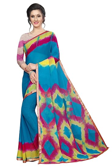 Winza Designer Womens Chiffon Saree with Blouse (AKASHVANI_SkyBlue)