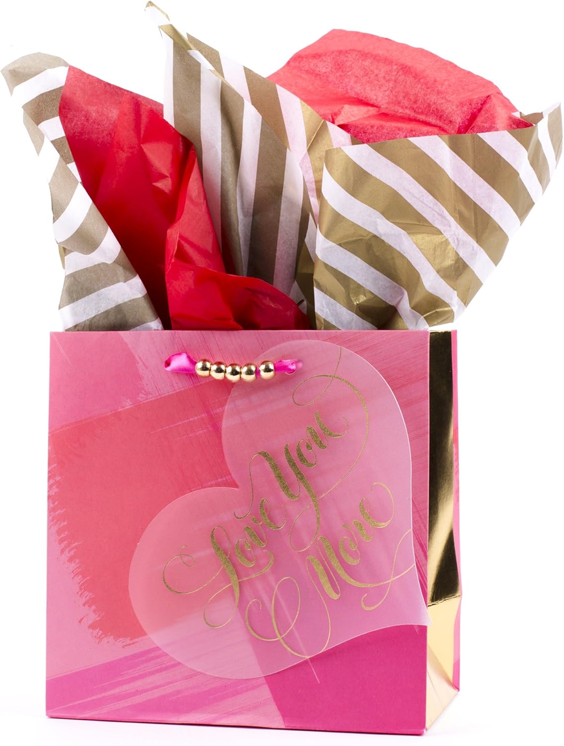 Hallmark 13" Large Gift Bag with Tissue Paper (Gold Glitter Heart) for Birthdays, Bridal Showers, Weddings, Anniversaries, Sweetest Day and More: Kitchen & Dining