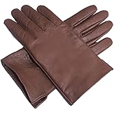 Soft Genuine Leather Women Dress Gloves (Medium, Saddle Brown)
