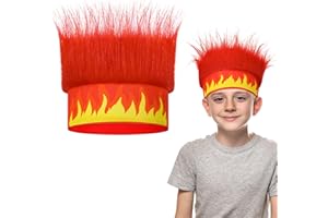 Luinabio Hairy Headband Fun Wig Crazy Hair Day Accessories Funny Hats Halloween Costumes Outfit Party Favor(Red A,Fire)
