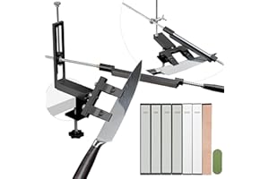 CWOVRS Knife Sharpener Kit with 360° Flip Dual Clamp, Quick C-Clamp Knife Sharpener, 2 Set Angle System, Adjustable Knife-Cli