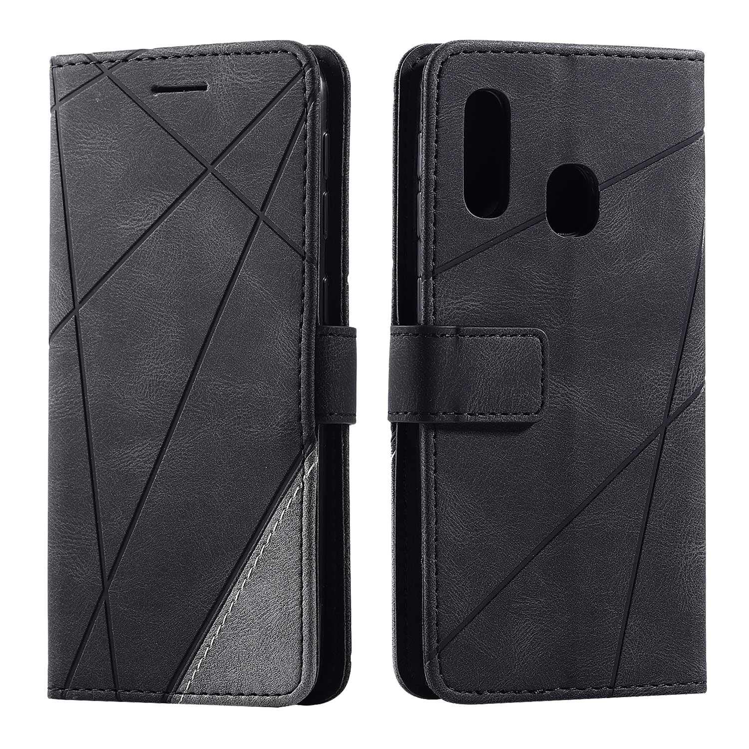 SONWO Case for Galaxy A20E Case, Premium Leather Flip Wallet Case Magnetic Closure Card Slots Kickstand Phone Case for Samsung Galaxy A20E, Black