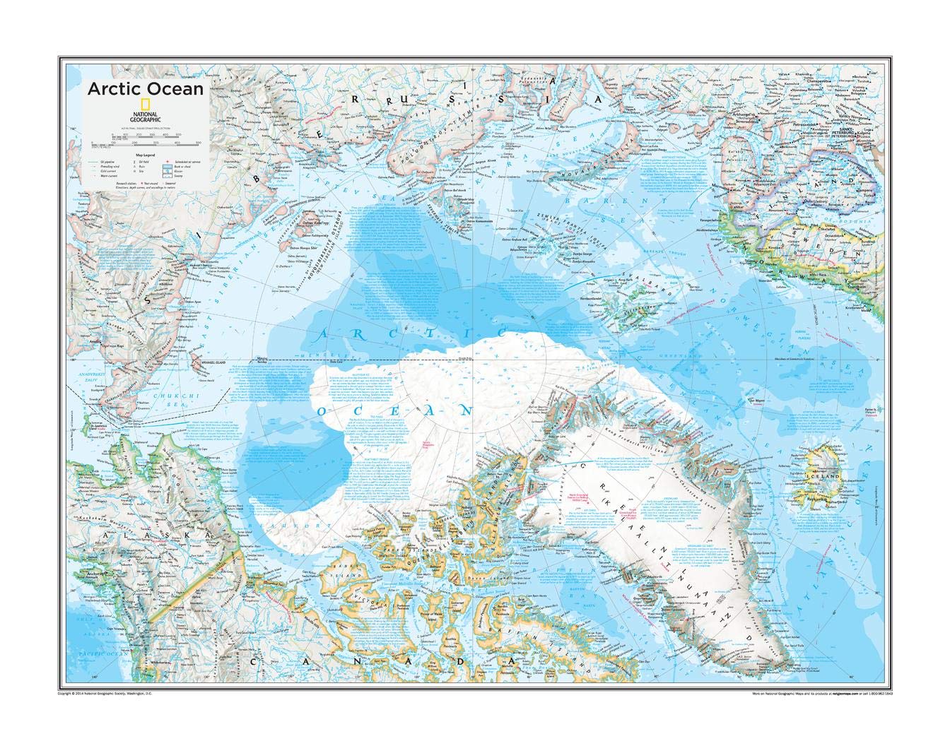 National Geographic: The Arctic - North Pole Wall Map - 28 x 22 inches - Laminated