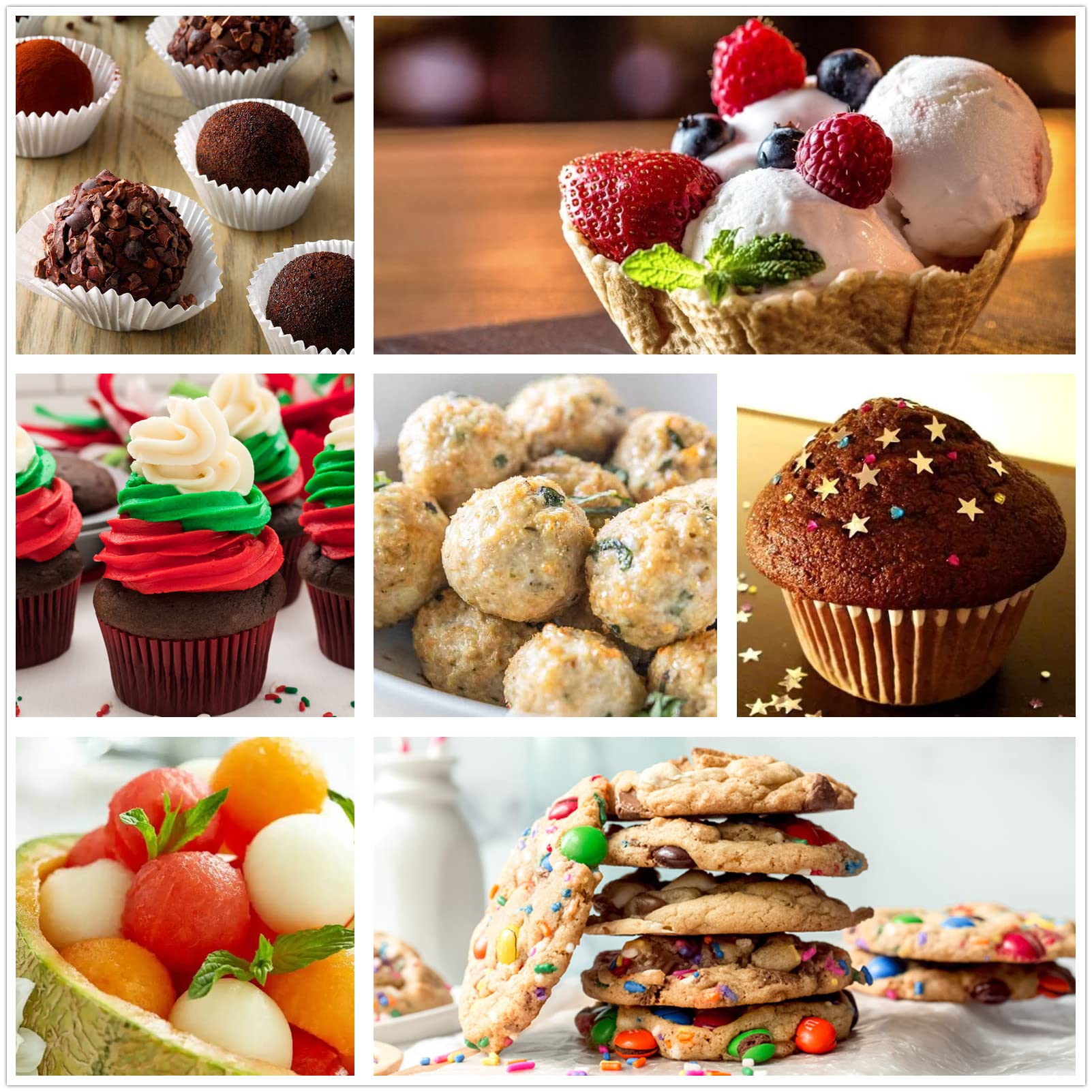 Cookie Scoop Set, 3Pcs Ice Cream Scoop, Cookie Scoops for Baking Set of 3, 18/8 Stainless Steel Cookie Scooper for Baking, Ice Cream Scooper with Trigger Release, Cookie Dough Scoop with Non-slip Grip