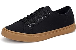 TOBER Men's Black Classic Low Top Shoes Canvas Fashion Sneaker with Soft Insole Causal Dress Shoes for Men Comfortable Walking Shoes