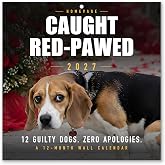 Funny Wall Calendar 2027, Gifts for Men, Women, White Elephant Gag Gift | 12-Month Dog Pooping Calendar, Humorous Dog Calendar with Large Date Blocks, 12" x 24" Open
