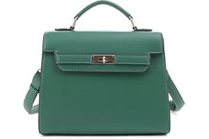 EVVE Women's Top Handle Satchel with Detachable Strap Small Pebbled Leather Fashion Crossbody Bag