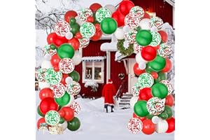 CADEYA 95 Pcs Christmas Confetti Balloons, 12”Red Green White Confetti Helium Latex Balloons for Xmas Birthday, Baby Shower, Christmas Party Decorations Supplies