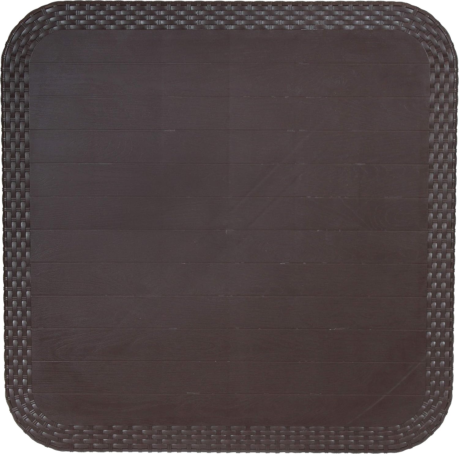 Sunnydaze All-Weather Square Patio Dining Table with Faux Wood Grain Top - Wenge - Plastic Indoor/Outdoor Table with Faux Wicker Design - Perfect for Porch, Deck or Dining Room - 35.25 Inches Square: Sunnydaze Decor: Kitchen & Dining